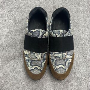 Antonio Melani Snake Print Suede Leather Slip On Sneakers Womens 7M Multicolor